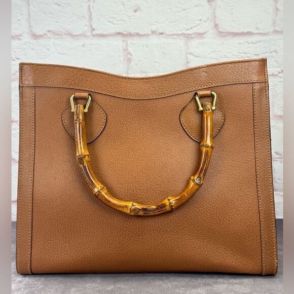 Gucci Diana Brown Bamboo Never Used Vintage Top Handle Leather Tote - Picture 1 of 16